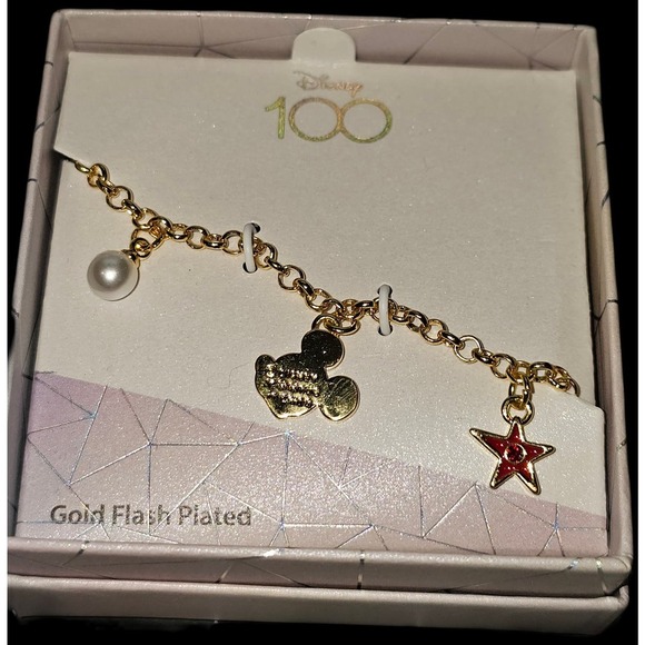 Disney 100 Womens Mickey Charm Bracelet 6.5" Official License  LE Bracelet - Picture 4 of 6